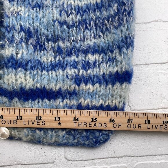 Mantessa Cardigan Womens Large Blue White Stripe Button Wool Nylon Italy VTG‎ - Picture 8 of 10